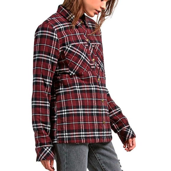 VOLCOM - Jacket with burgundy flannel ,relaxed fit and Sherpa lining f - Picture 2 of 15